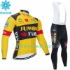Cykeltøj Langærmet Vinter + Bib Cykelbukser 2020 Team Jumbo-Visma N001